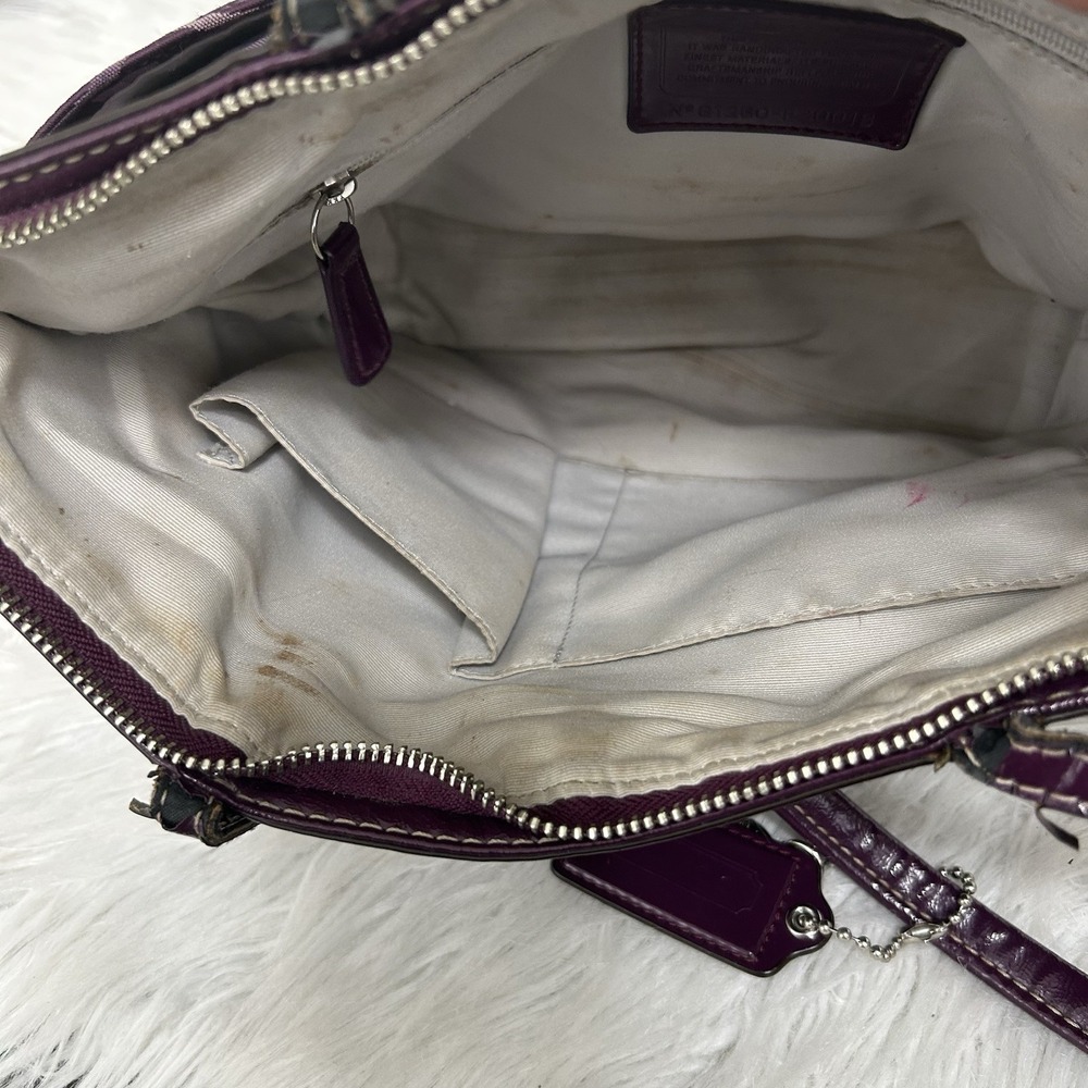Coach 1941 est. No. 1260- F20018 Purple Canvas w/Leather trim Signature Stripe - Picture 10 of 14